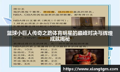 篮球小巨人传奇之路体育明星的巅峰对决与辉煌成就揭秘